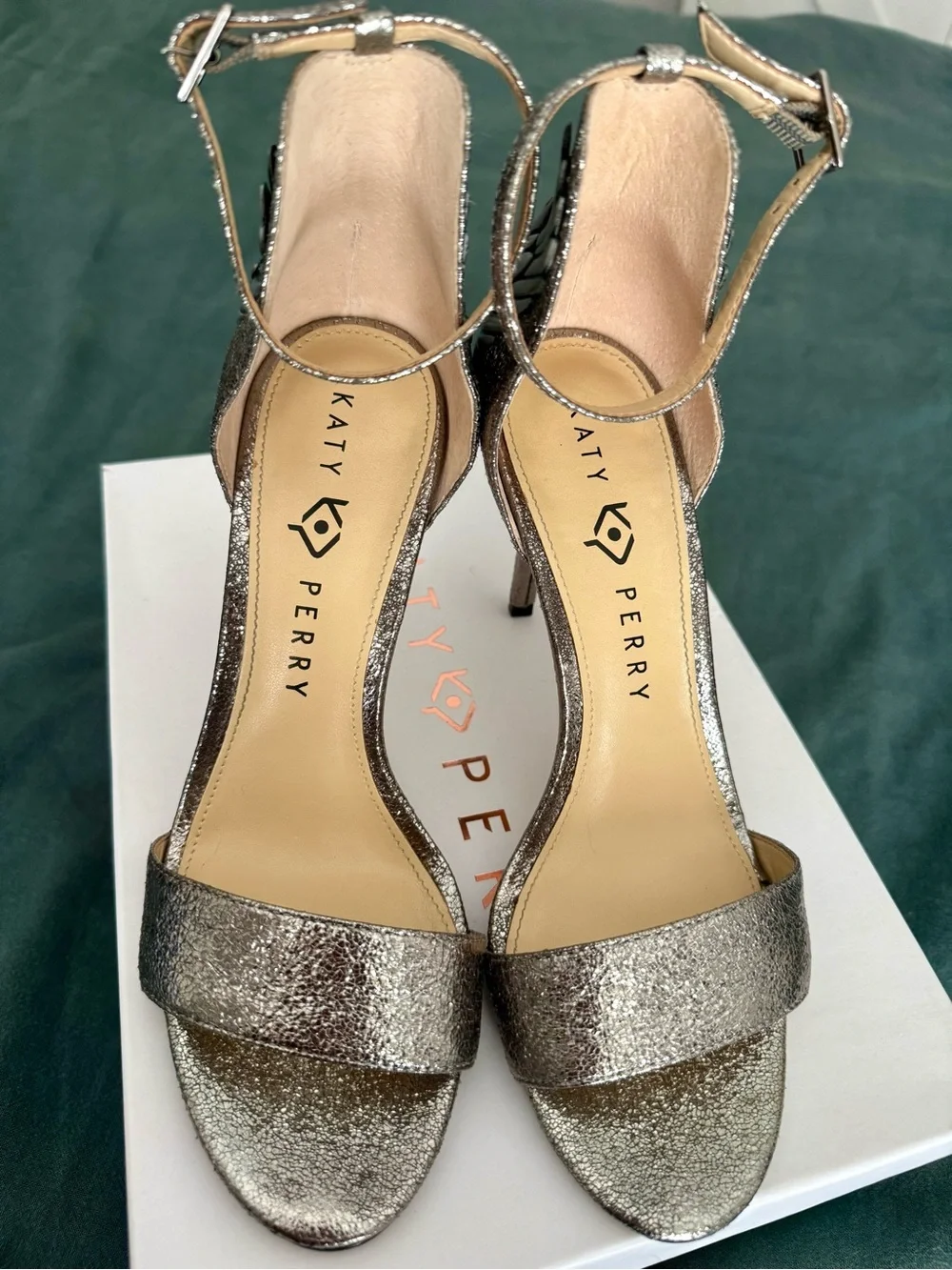 Katy Perry The Alexann Ankle-Strap Stiletto Heels with Feathered Heel Detail